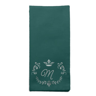 Teal Crown Crest Monogrammed Cloth Napkin
