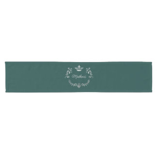 Teal Crown Crest Personalized   Short Table Runner