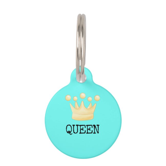 Teal Crown Princess Queen Pet ID Tag