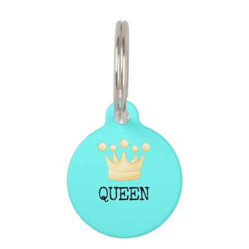 Teal Crown Princess Queen Pet Pet ID Tag