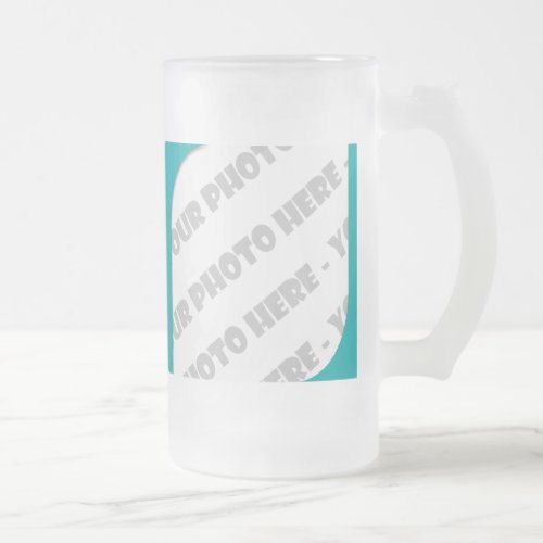 Teal Curves Photo Frosted Stein _ Create Your Own