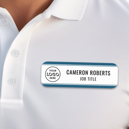 Teal Custom Company Logo Employee Name Tag