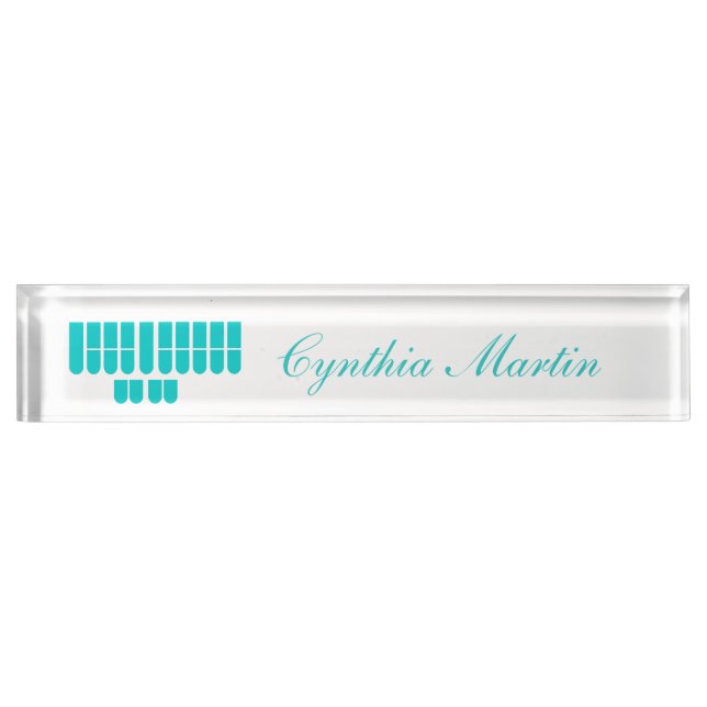 Teal custom court reporter name plate (Front)