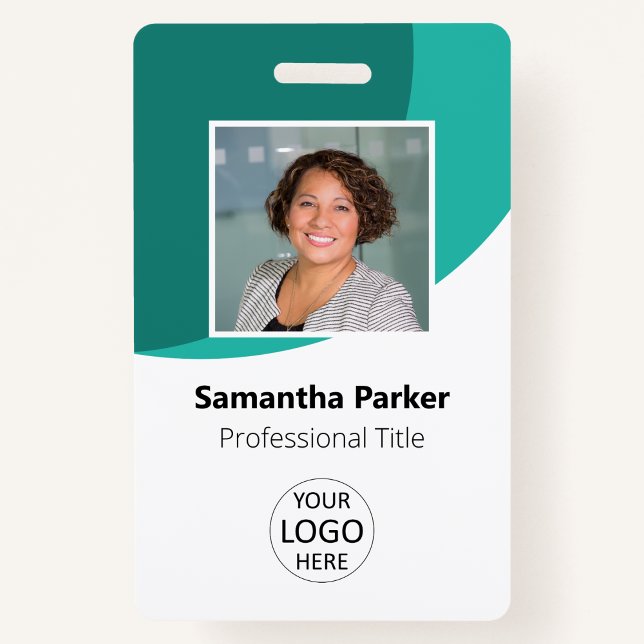 Teal Custom Employee - Photo, Logo, Barcode, Name Badge (Creator Uploaded)