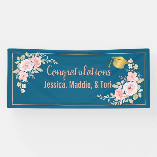 Teal Custom Name Graduation Banner (Horizontal)