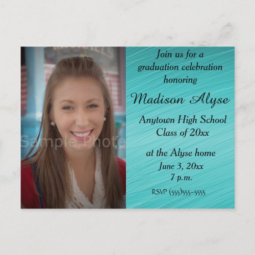 Teal Custom Photo Graduation Celebration Card