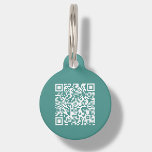Teal Custom QR Code | Scan Pet ID Tag<br><div class="desc">Customizable teal QR code pet ID tag. This pet tag features a scannable QR code that enables anyone with a smartphone to access important information about your pet. You can easily generate a brand new QR code on the design via the "personalize this template " feature. Just add the URL...</div>