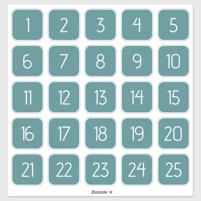 Teal Customizable Square Number Stickers  (Sheet)