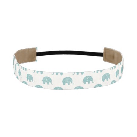 Teal Cute Elephant Pattern Athletic Headband