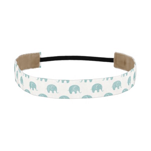 Teal Cute Elephant Pattern Athletic Headband