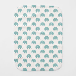 Teal Cute Elephant Pattern Baby Burp Cloth