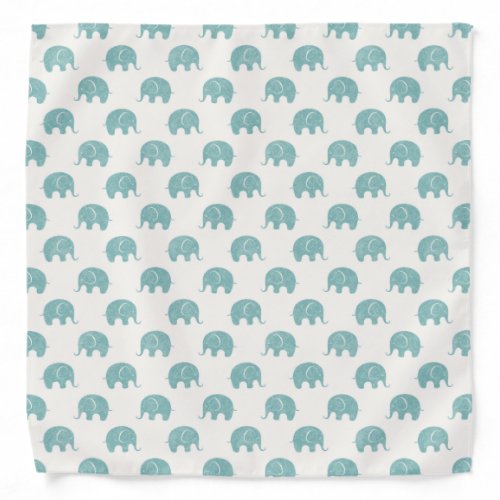 Teal Cute Elephant Pattern Bandana