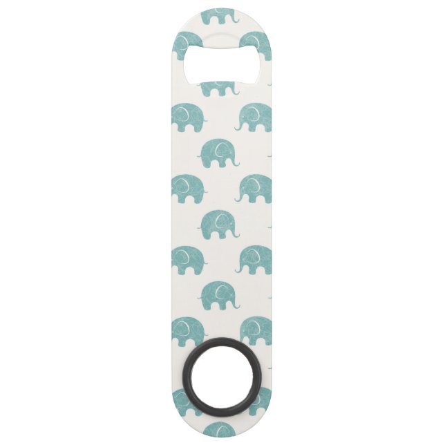 Teal Cute Elephant Pattern Bar Key (Front)