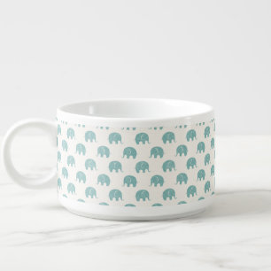 Teal Cute Elephant Pattern Bowl