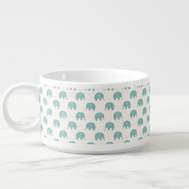 Teal Cute Elephant Pattern Bowl (Right)