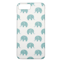 Teal Cute Elephant Pattern