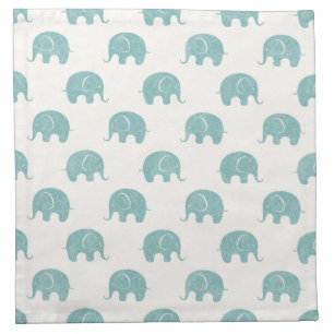 Teal Cute Elephant Pattern Cloth Napkin