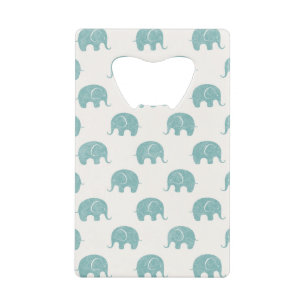 Teal Cute Elephant Pattern Credit Card Bottle Opener