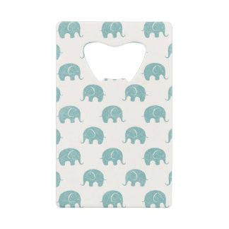 Teal Cute Elephant Pattern Credit Card Bottle Opener