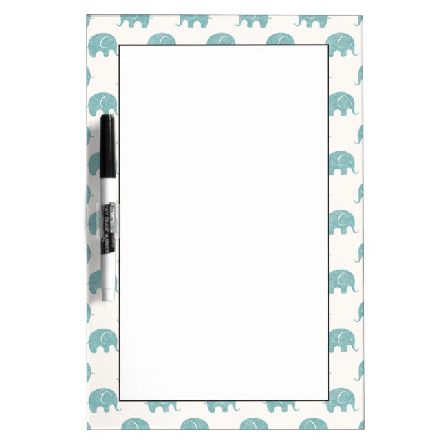Teal Cute Elephant Pattern Dry-Erase Board (Front)