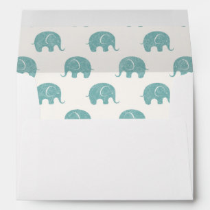 Teal Cute Elephant Pattern Envelope