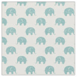 Teal Cute Elephant Pattern Fabric