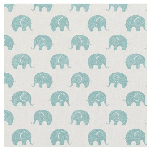 Teal Cute Elephant Pattern Fabric | Zazzle.com