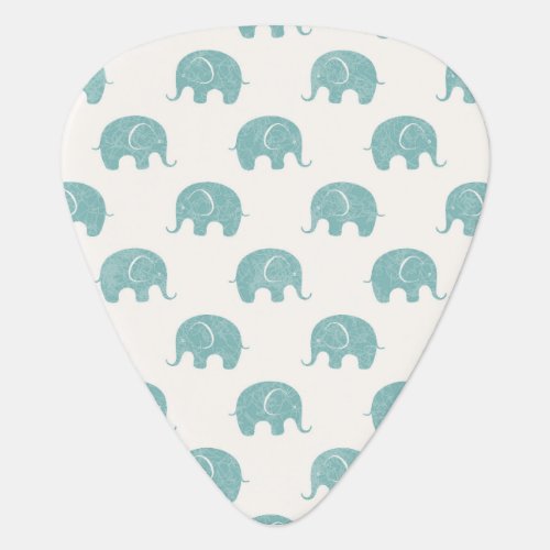 Teal Cute Elephant Pattern Guitar Pick