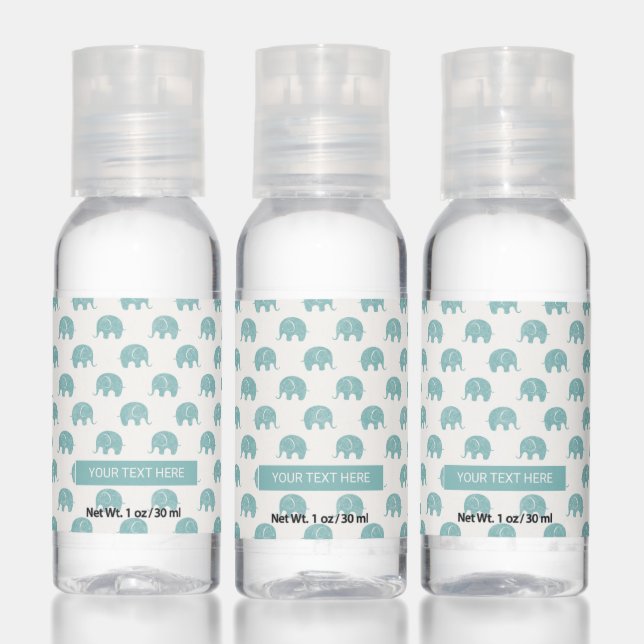 Teal Cute Elephant Pattern Hand Sanitizer (Set)