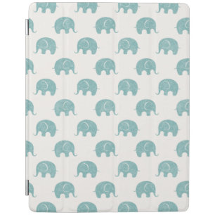 Teal Cute Elephant Pattern iPad Smart Cover