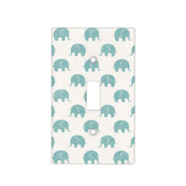 Teal Cute Elephant Pattern Light Switch Cover