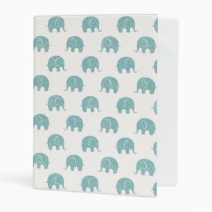 Teal Cute Elephant Pattern Mini Binder