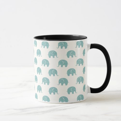 Teal Cute Elephant Pattern Mug