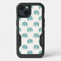 Teal Cute Elephant Pattern