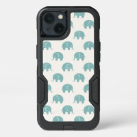 Teal Cute Elephant Pattern