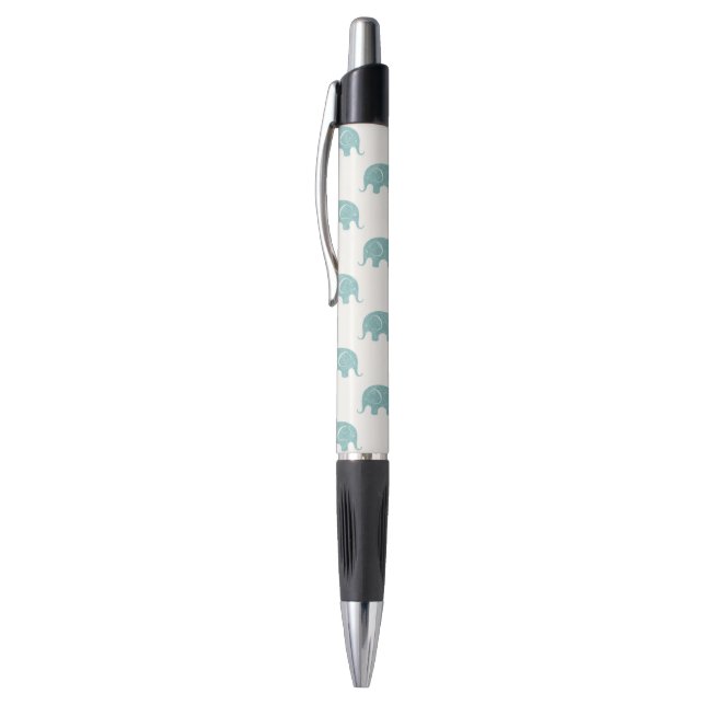 Teal Cute Elephant Pattern Pen (Top (Vertical))