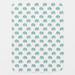 Teal Cute Elephant Pattern Receiving Blanket