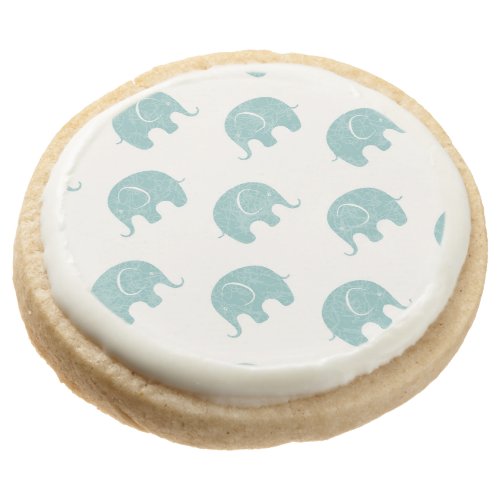 Teal Cute Elephant Pattern Sugar Cookie