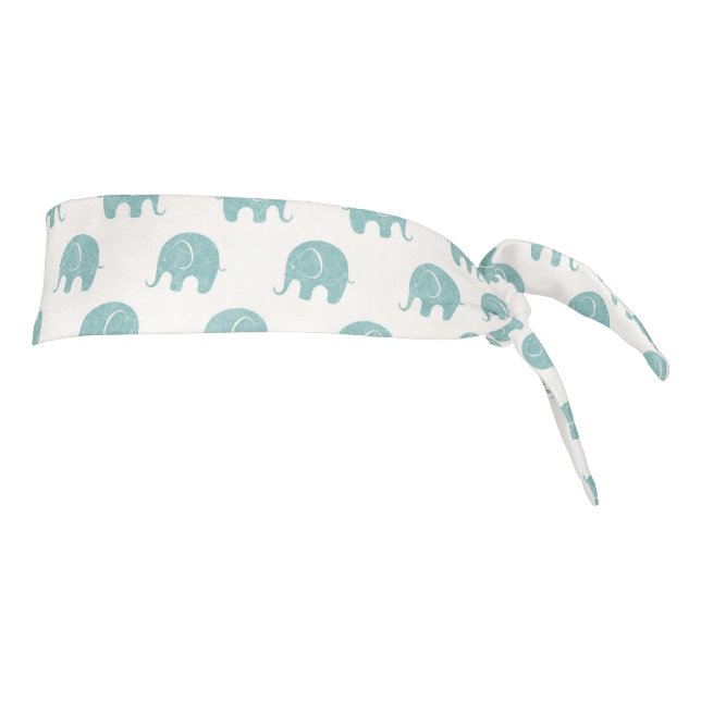 Teal Cute Elephant Pattern Tie Headband (Rotate 90)