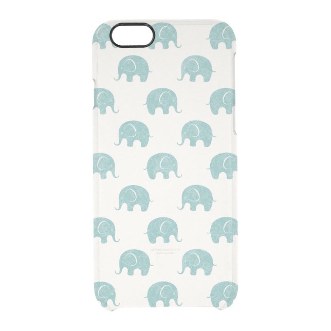 Teal Cute Elephant Pattern Uncommon iPhone Case (Back)