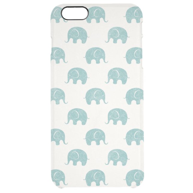 Teal Cute Elephant Pattern Uncommon iPhone Case (Back)