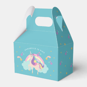 Teal   Cute Rainbow Unicorn Personalized Favor Boxes