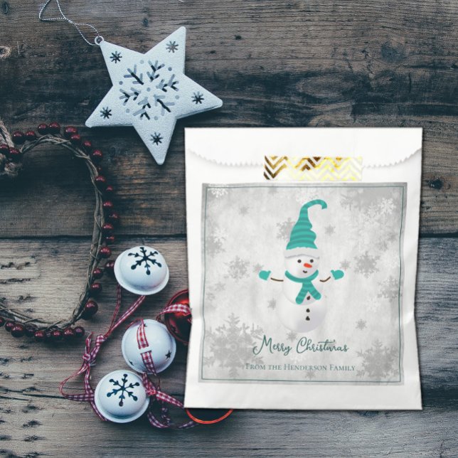 Teal Cute Snowman Favor Bag (Teal Cute Snowman Favor Bag)