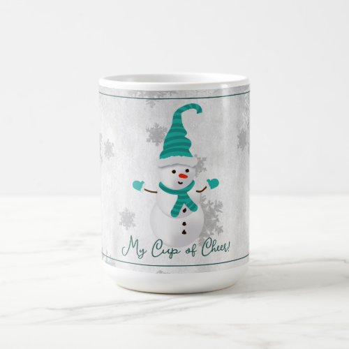 Teal Cute Snowman Holiday Mug
