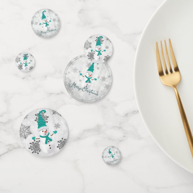 Teal Cute Snowman Table Confetti (Group)