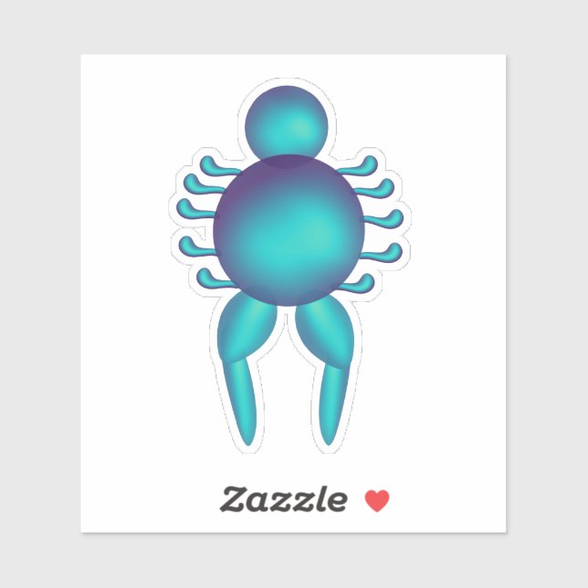 Teal Cyber Creature Futuristic Abstract Character  Sticker (Sheet)