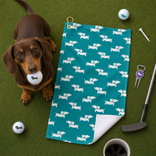 Teal Dachshund Mom Golfer Gift Golf Towel