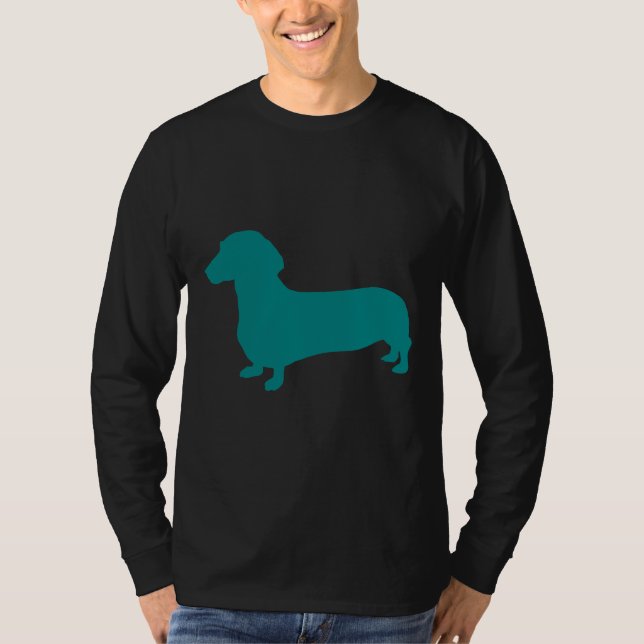 Teal Dachshund Silhouette T-Shirt (Front)