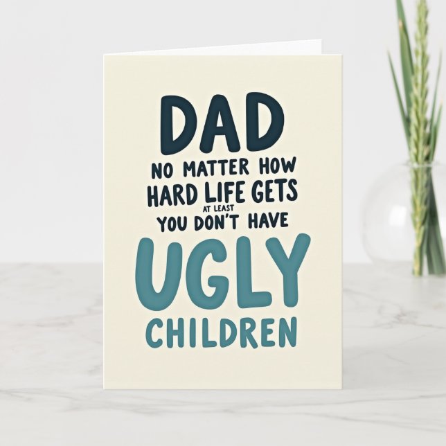 Teal Dad Funny Kids Fathers Day Card (Front)