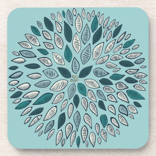 Teal Dahlia Flower Coaster